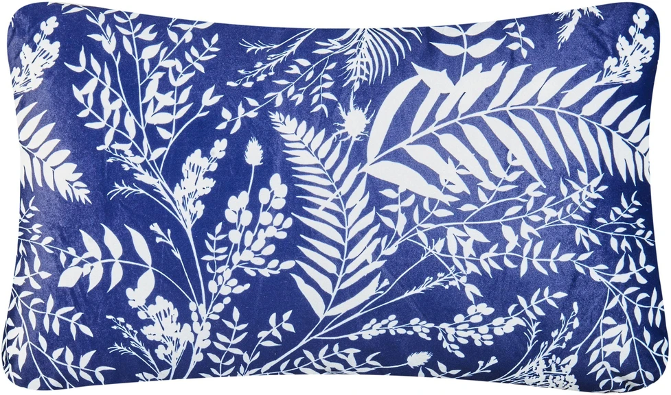Beliani 2 sodo pagalvių rinkinys GLIMMER Augalinis raštas 30 x 50 cm mėlynas