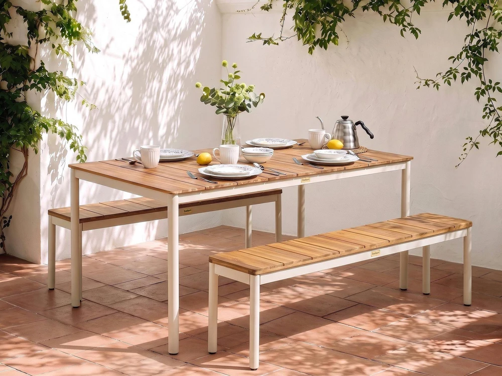 Beliani 2 sodo suolelių komplektas GIOVINAZZO, 163 cm, akacijos mediena, rudas