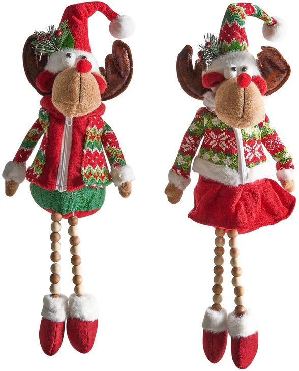 Beliani 2 šventinių dekoracijų rinkinys GEITSJOEN Elnias 55/58 cm, spalvotas
