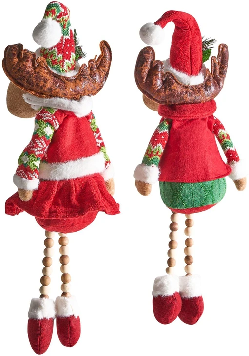 Beliani 2 šventinių dekoracijų rinkinys GEITSJOEN Elnias 55/58 cm, spalvotas