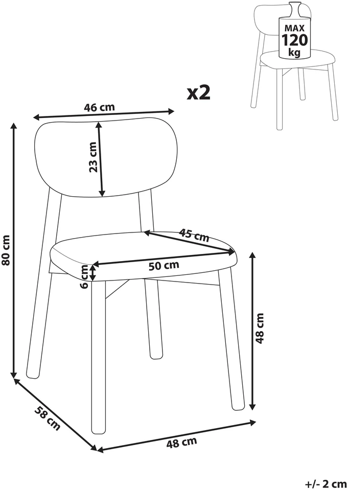 Beliani 2 valgomojo kėdžių komplektas MILLS Boucle rudas/žalias