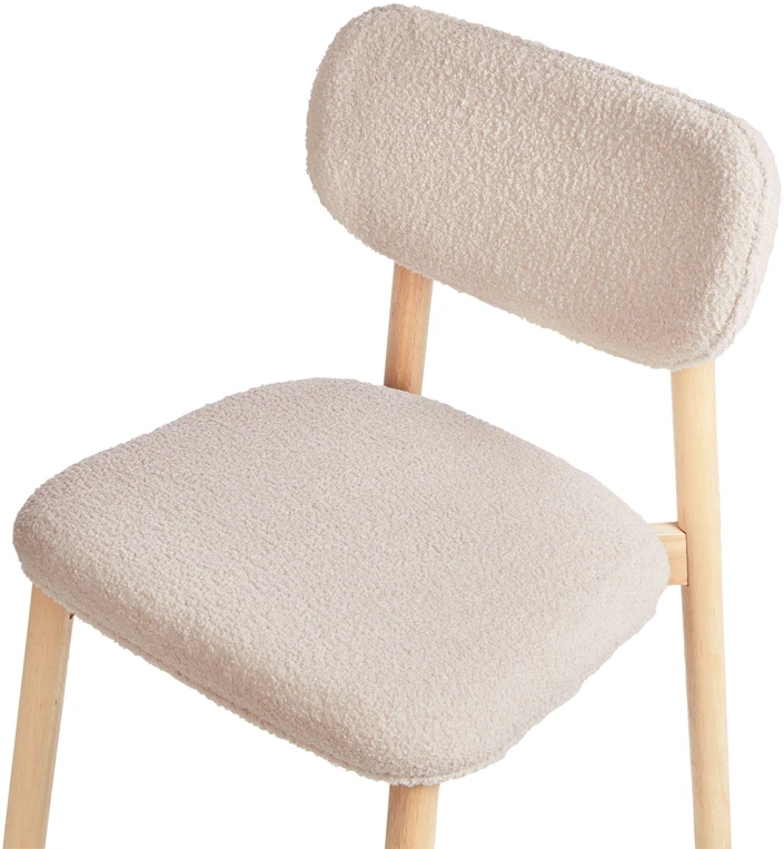 Beliani 2 valgomojo kėdžių komplektas MILLS, „Boucle“, šviesiai rudos / šviesiai smėlio spalvos