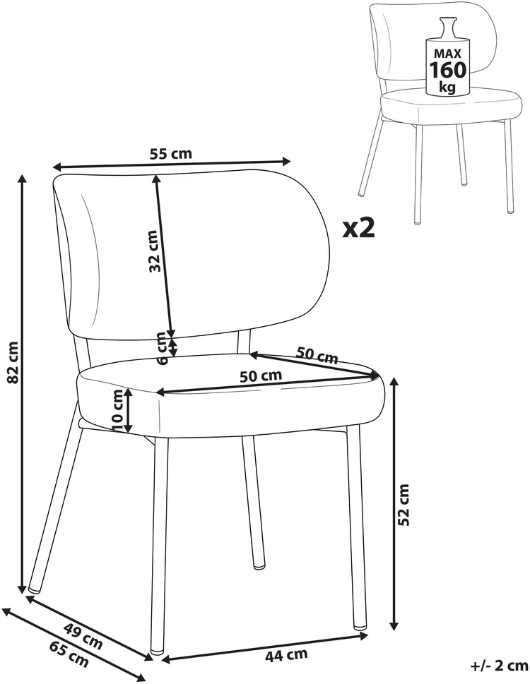 Beliani 2 valgomojo kėdžių komplektas WONDER Boucle, kreminės spalvos