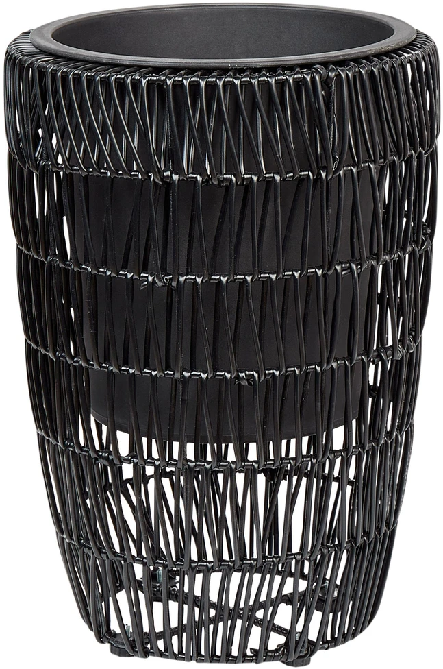 Beliani 2 vazonų komplektas CHELONE 26/34 cm Juodas technoratanas