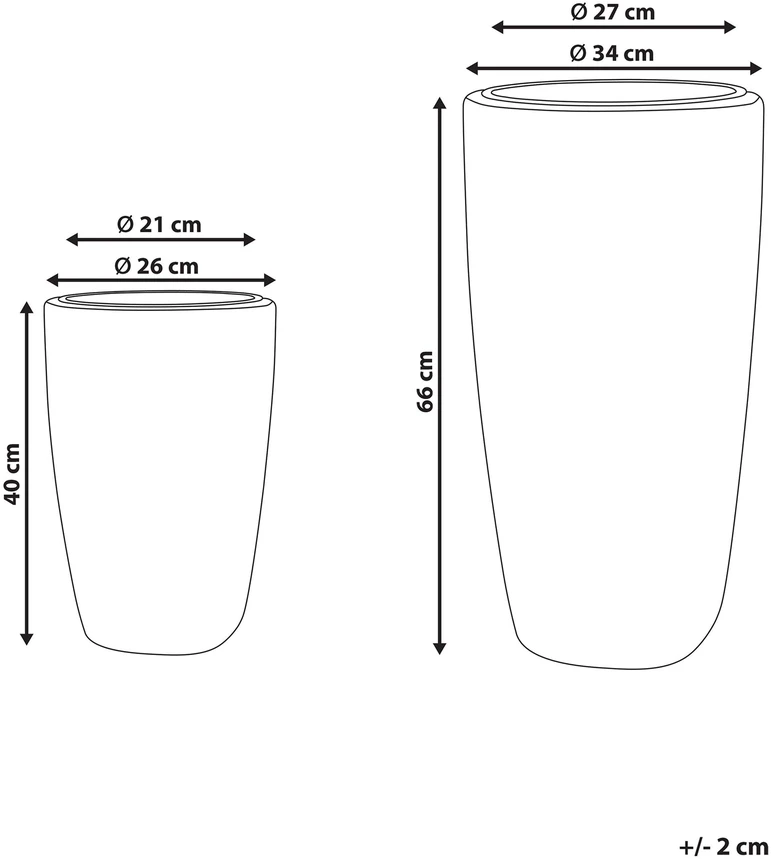 Beliani 2 vazonų komplektas CHELONE 26/34 cm Juodas technoratanas