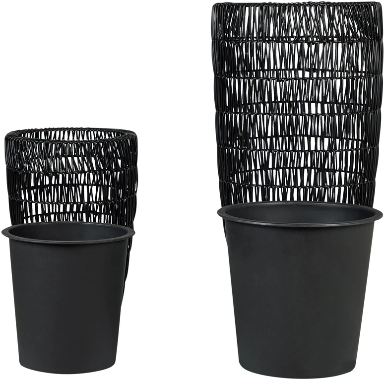 Beliani 2 vazonų komplektas CHELONE 26/34 cm Juodas technoratanas