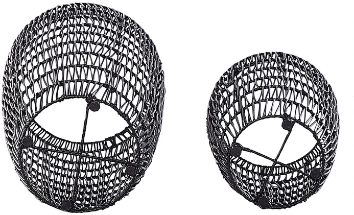 Beliani 2 vazonų komplektas CHELONE 26/34 cm Juodas technoratanas