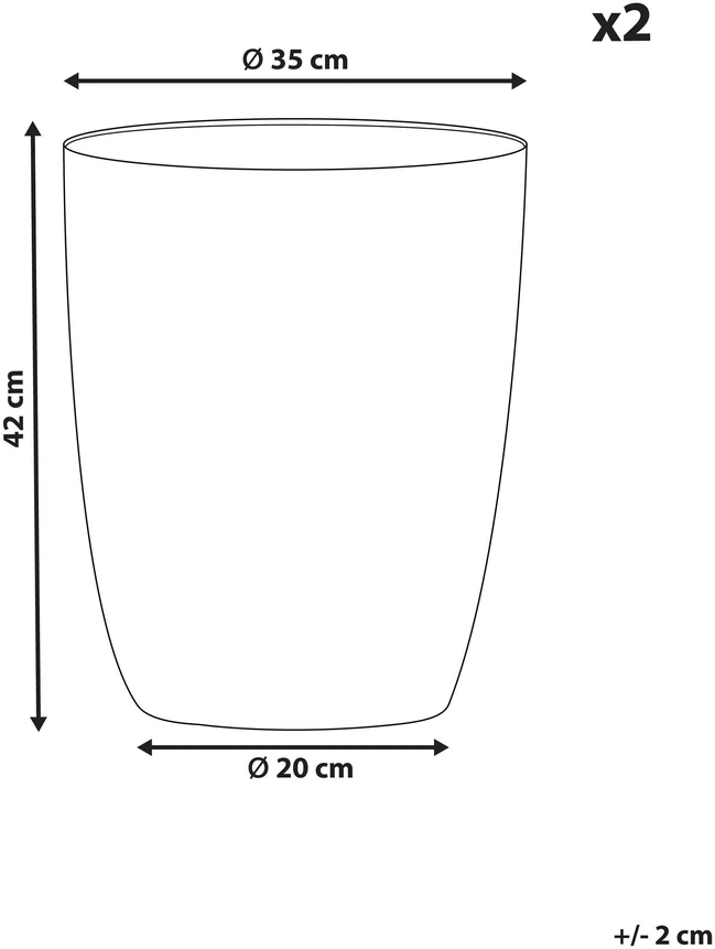Beliani 2 vazonų komplektas CROTON 35 cm, pilkas