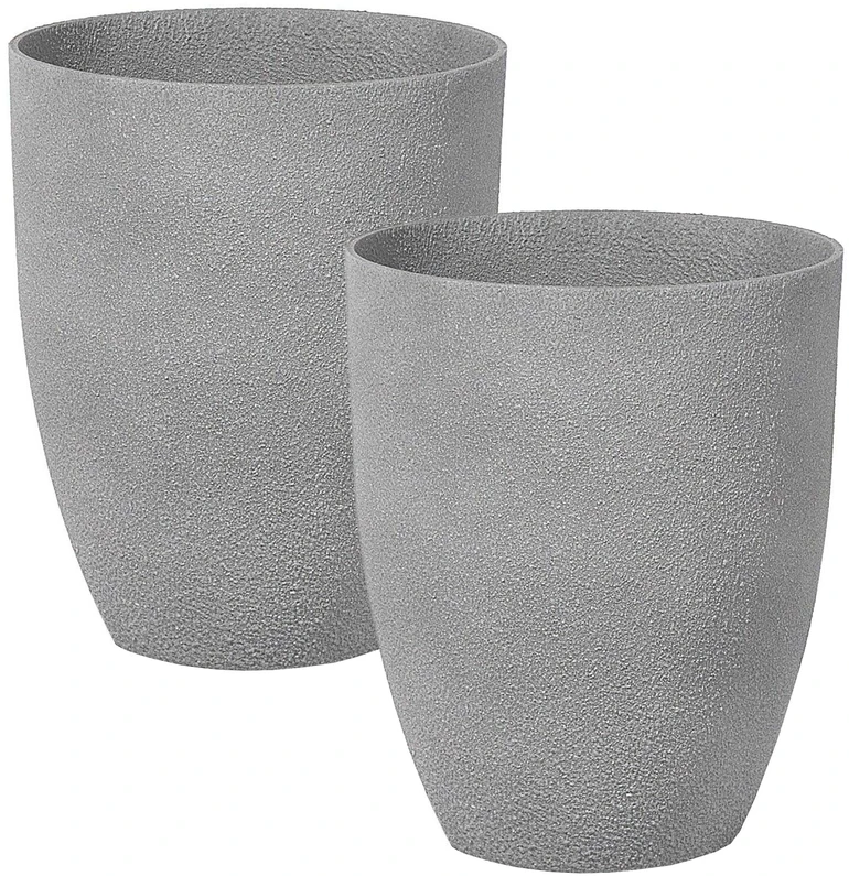 Beliani 2 vazonų komplektas CROTON 35 cm, pilkas