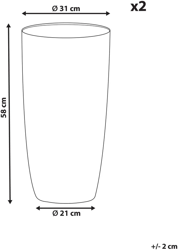 Beliani 2 vazonų rinkinys ABDERA 31 cm pilkas