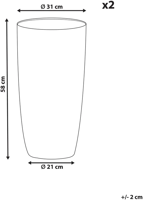 Beliani 2 vazonų rinkinys ABDERA 31 cm šviesiai smėlio spalvos