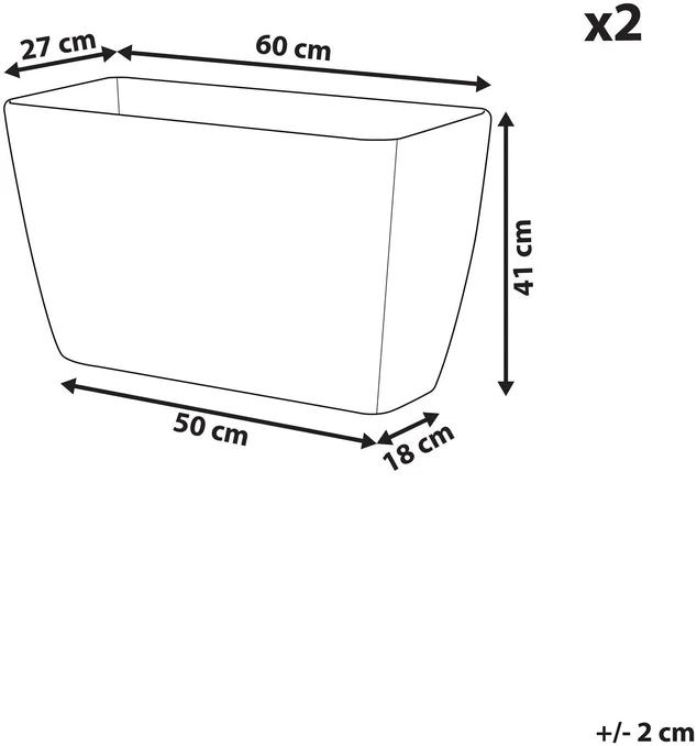 Beliani 2 vazonų rinkinys BARIS 60 cm smėlio spalvos