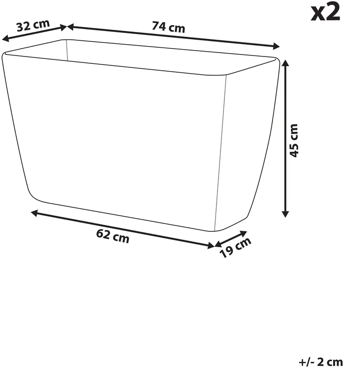 Beliani 2 vazonų rinkinys BARIS 74 cm, smėlio spalvos