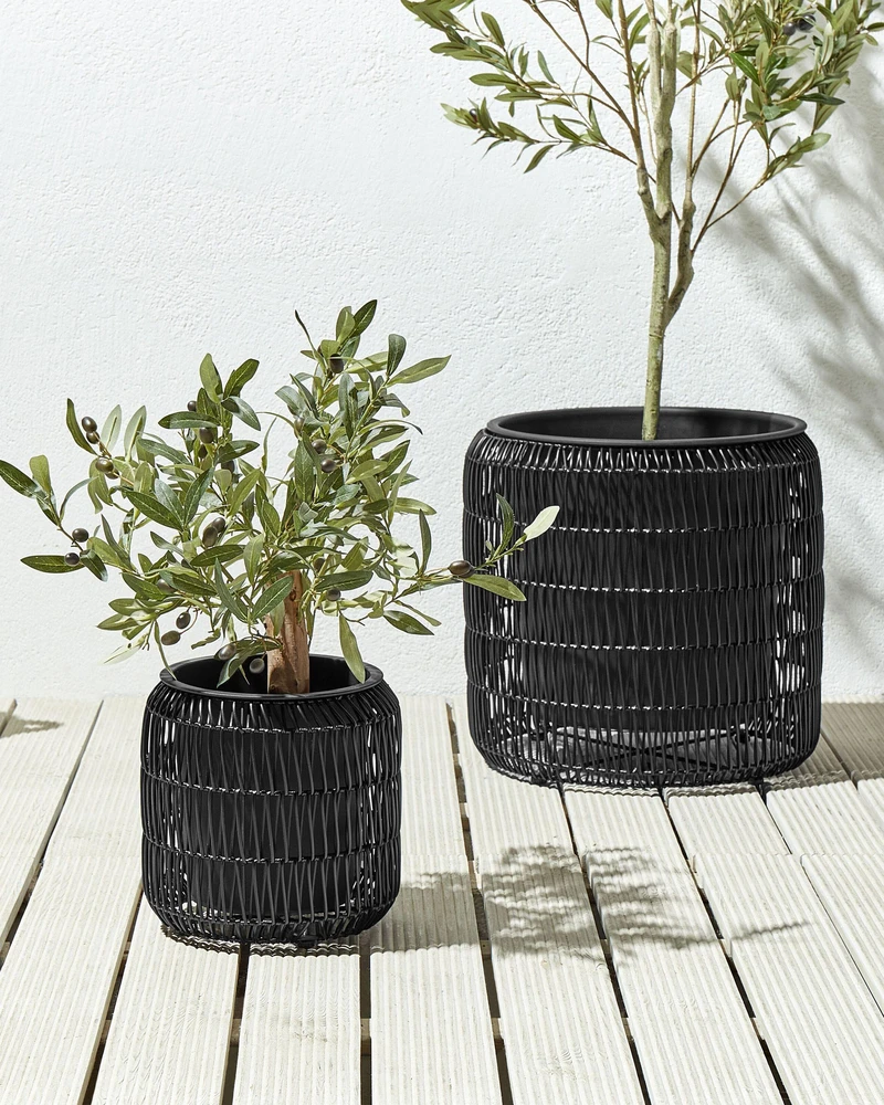 Beliani 2 vazonų rinkinys BRODIEA Technorattan 26/45 cm juodas