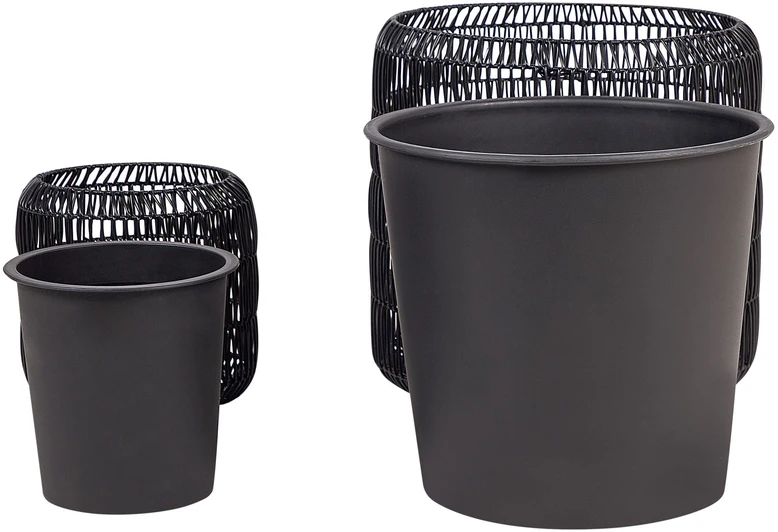 Beliani 2 vazonų rinkinys BRODIEA Technorattan 26/45 cm juodas