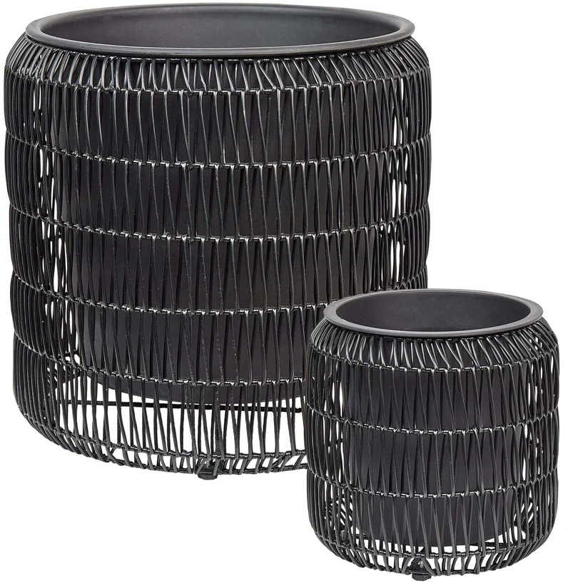 Beliani 2 vazonų rinkinys BRODIEA Technorattan 26/45 cm juodas
