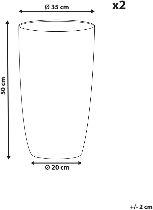Beliani 2 vazonų rinkinys CAMIA 35 cm pilkas
