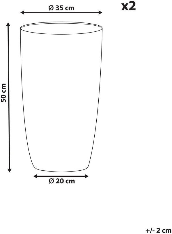 Beliani 2 vazonų rinkinys CAMIA 35 cm smėlio spalvos