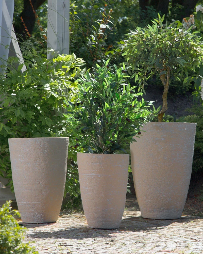 Beliani 2 vazonų rinkinys CAMIA, 43 cm, smėlio spalvos