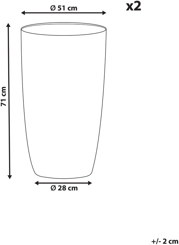 Beliani 2 vazonų rinkinys CAMIA 51 cm pilkas