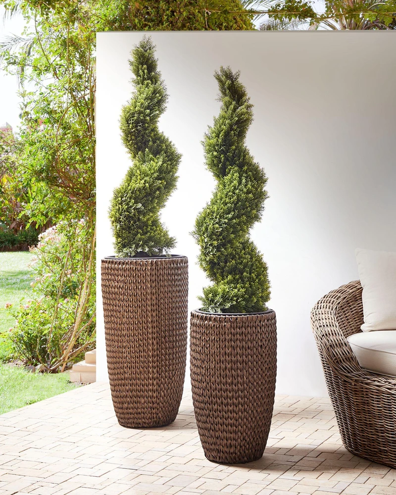 Beliani 2 vazonų rinkinys CEDRUS 37/45 cm rudas technorotangas