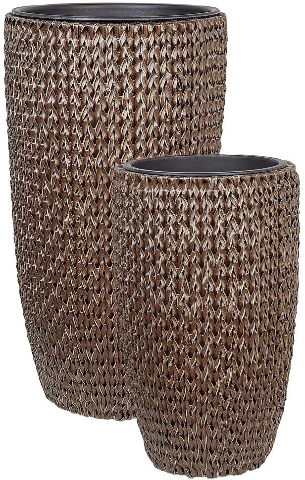 Beliani 2 vazonų rinkinys CEDRUS 37/45 cm rudas technorotangas
