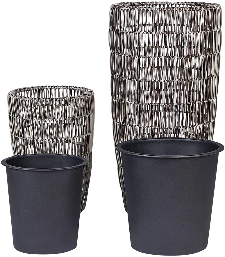 Beliani 2 vazonų rinkinys CHELONE iš technoratano, 26/34 cm, rudas