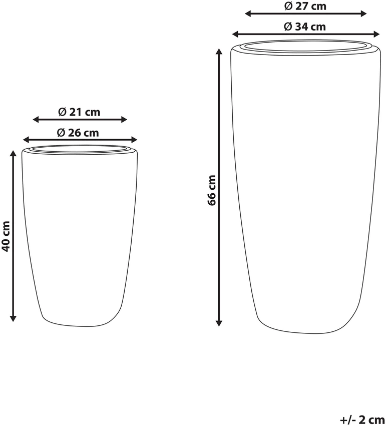 Beliani 2 vazonų rinkinys CHELONE iš technoratano, 26/34 cm, rudas