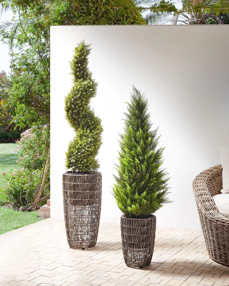 Beliani 2 vazonų rinkinys CHELONE iš technoratano, 26/34 cm, rudas