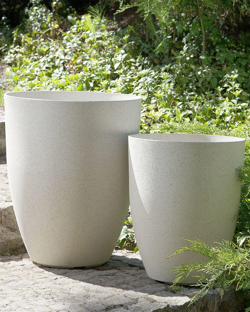 Beliani 2 vazonų rinkinys CROTON 35 cm kreminės baltos spalvos