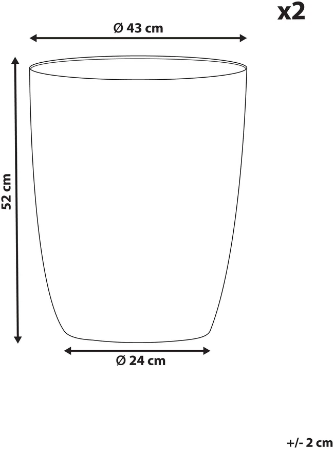 Beliani 2 vazonų rinkinys CROTON 43 cm, pilkas