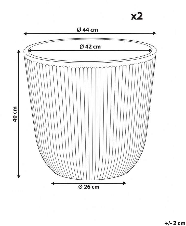Beliani 2 vazonų rinkinys DRABA 44 cm smėlio spalvos