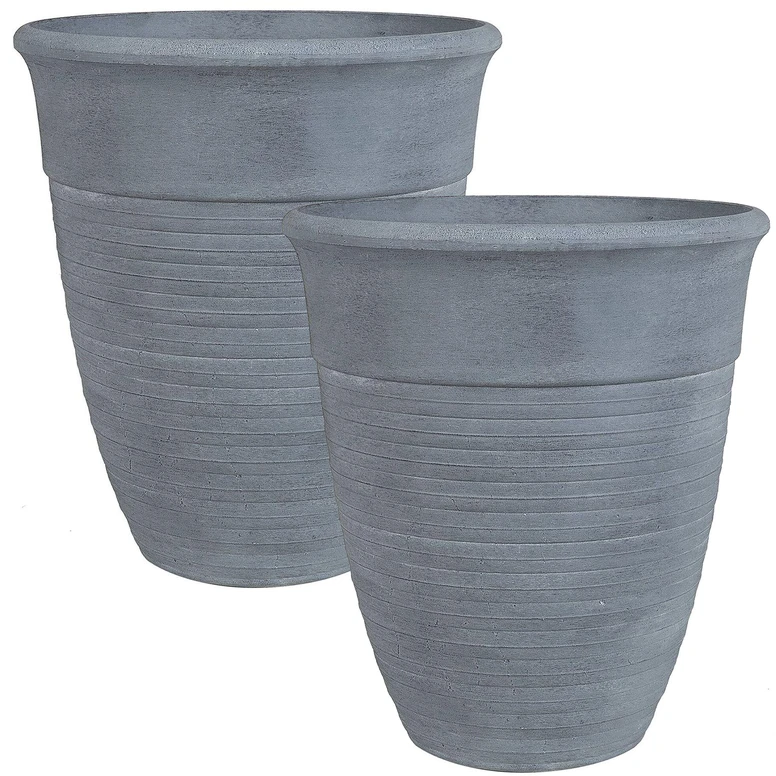 Beliani 2 vazonų rinkinys KATALIMA 43 cm Pilkas