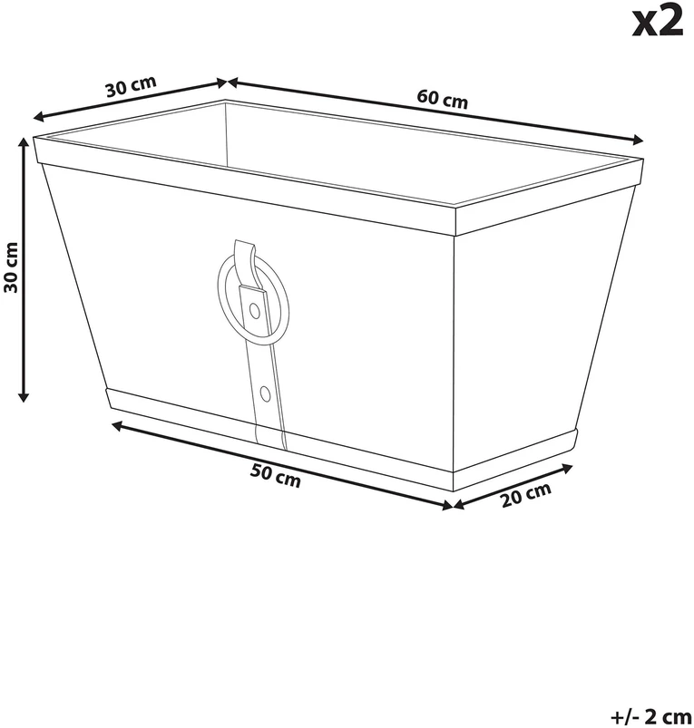 Beliani 2 vazonų rinkinys PORIA 60 cm pilkas