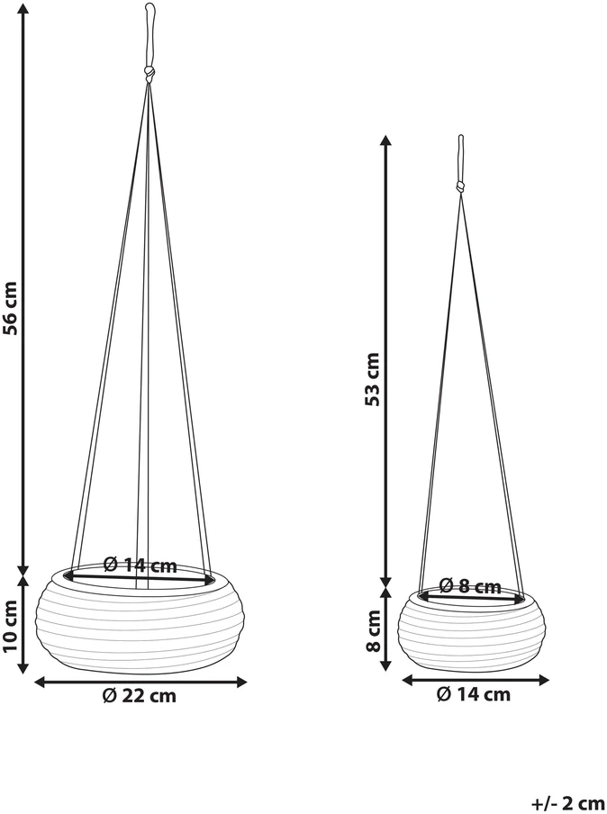 Beliani 2 vazonų rinkinys REMORA Jūros žolė 22/14 cm Natūralus