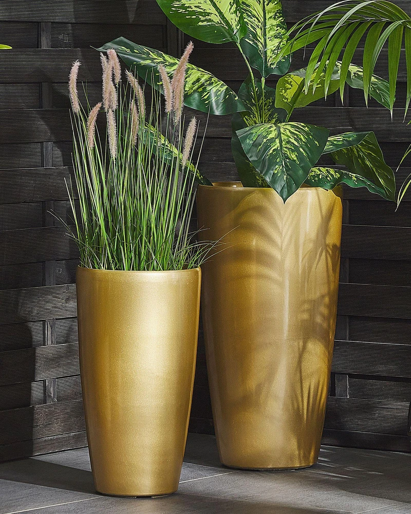 Beliani 2 vazonų rinkinys TSERIA 32 cm auksinis
