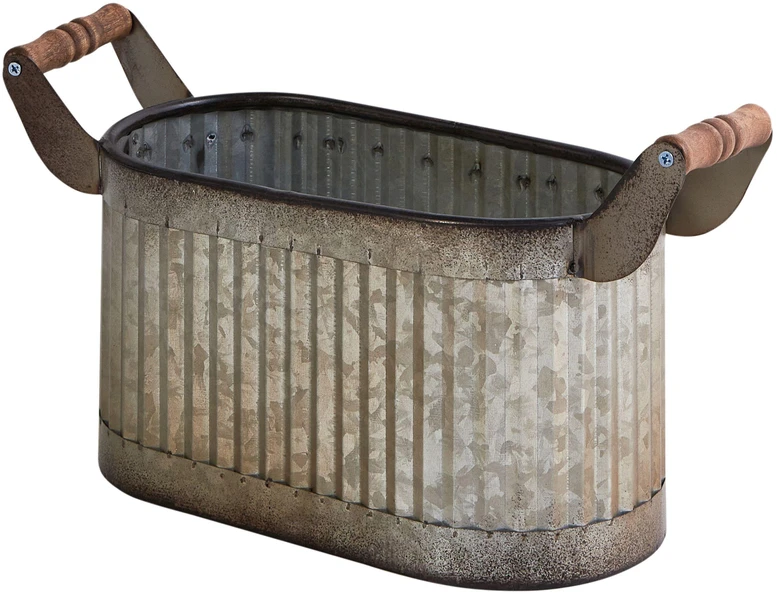 Beliani 2 vazonų rinkinys TULIPE 31/41 cm pilkas metalas