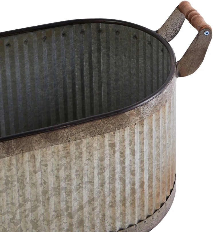Beliani 2 vazonų rinkinys TULIPE 31/41 cm pilkas metalas