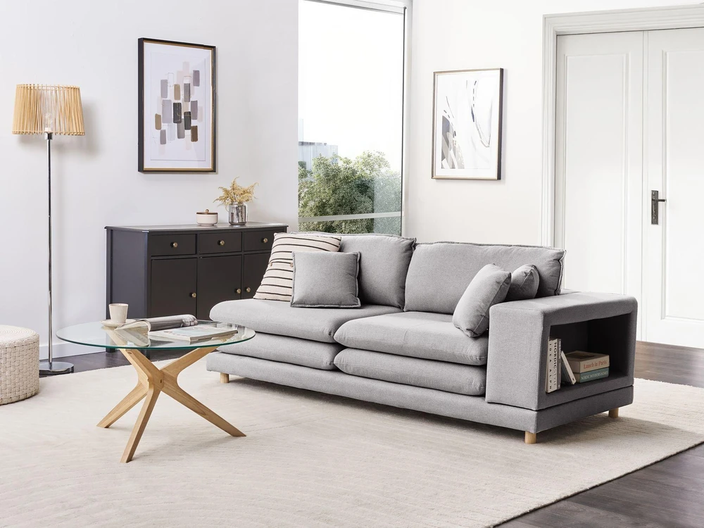 Beliani 2-vietė sofa HEDEN, pilka, su pagalve