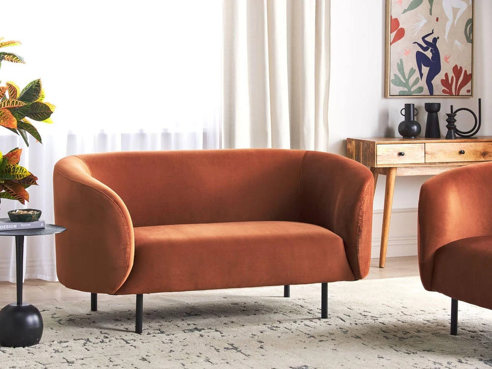 Beliani 2-vietė sofa LOEN, veliūras, oranžinė