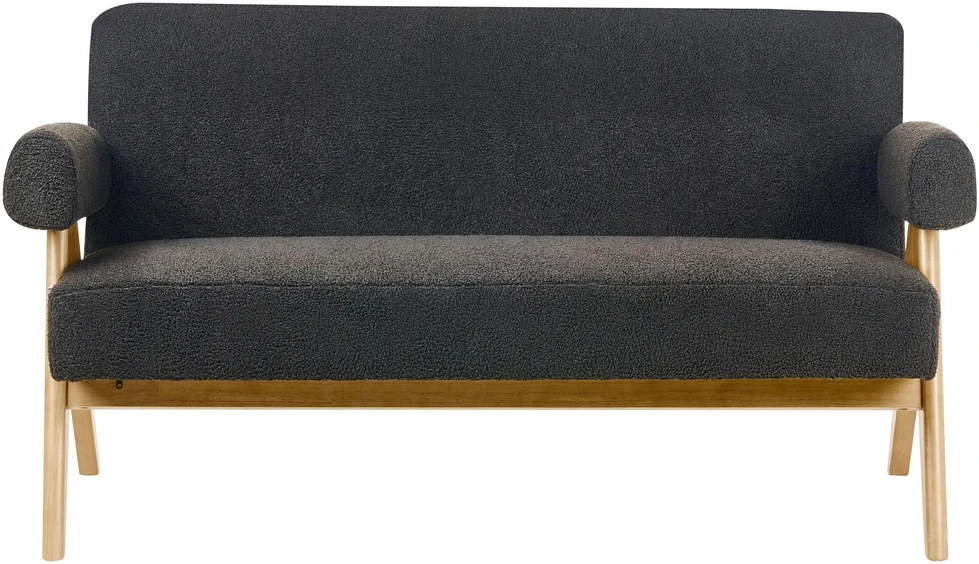 Beliani 2-vietė sofa TAMRE, boucle audinys, juoda / šviesi ruda