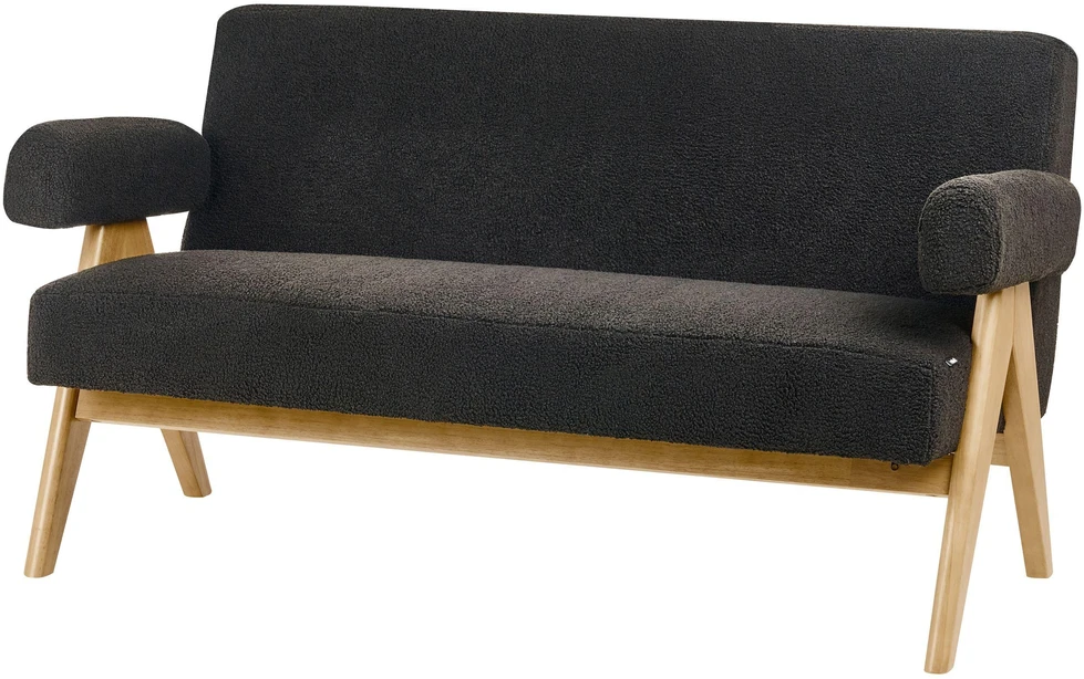 Beliani 2-vietė sofa TAMRE, boucle audinys, juoda / šviesi ruda