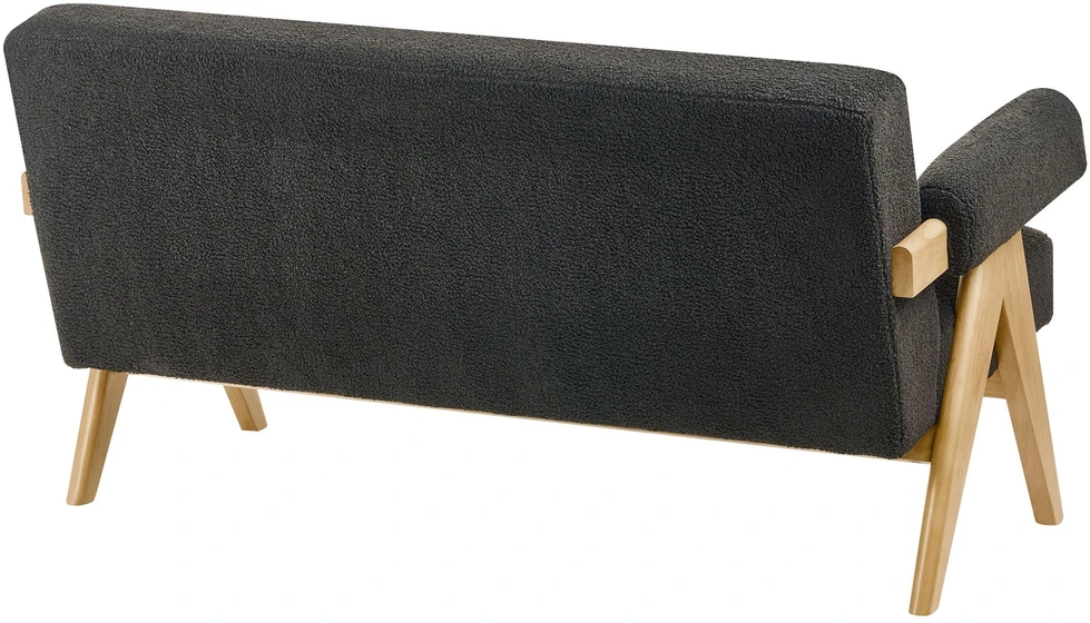 Beliani 2-vietė sofa TAMRE, boucle audinys, juoda / šviesi ruda