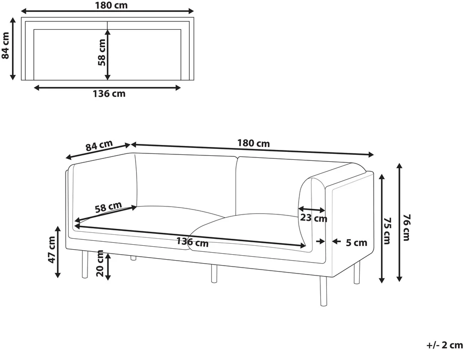 Beliani 2-vietė sofa VORGOD, kreminė balta