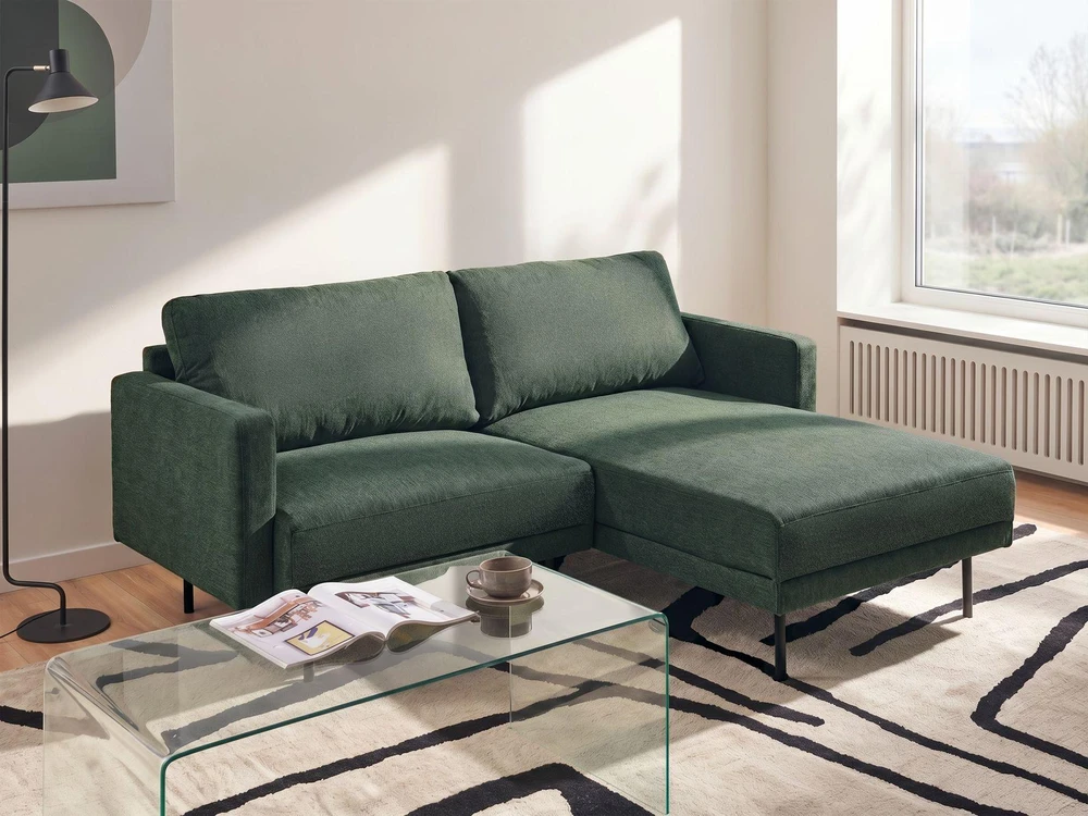 Beliani 2 vietų kampinė sofa BREDA tamsiai žalia kairinė
