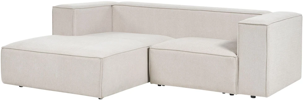 Beliani 2 vietų kampinė sofa VERNON šviesiai smėlio spalvos dešininė