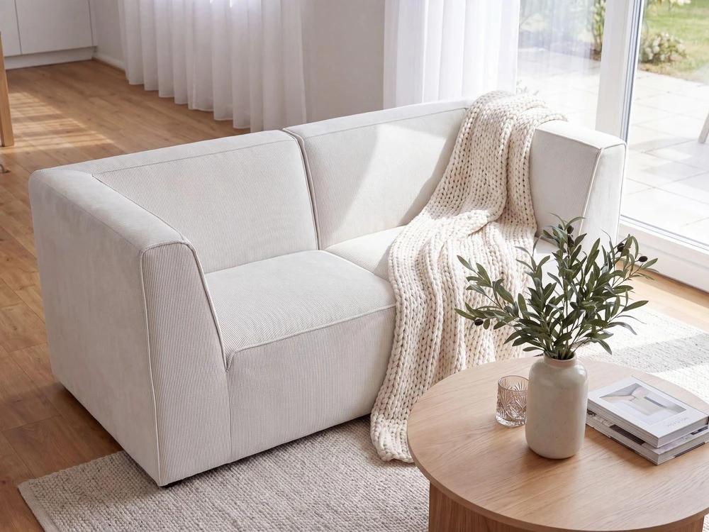Beliani 2 vietų modulinė sofa LEMVIG, balta, velvetas