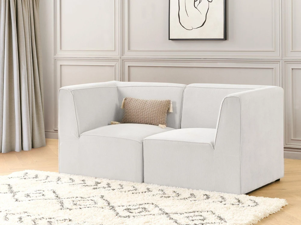 Beliani 2 vietų modulinė sofa LEMVIG, balta, velvetas