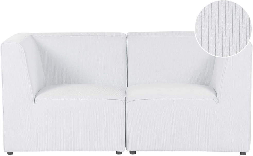 Beliani 2 vietų modulinė sofa LEMVIG, balta, velvetas
