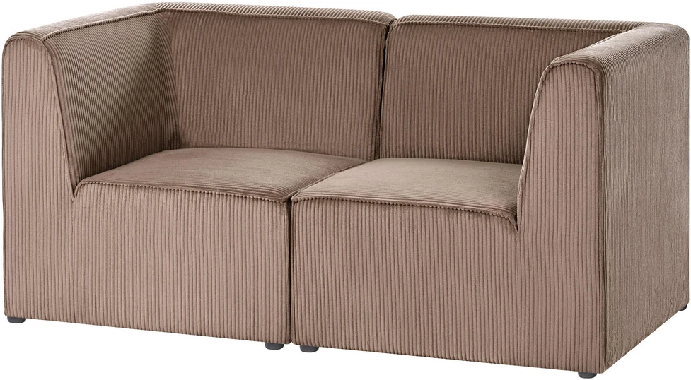 Beliani 2 vietų modulinė sofa LEMVIG, smėlio spalvos velveto audinys